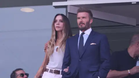 Victoria y David Beckham viendo la final del Mundial Victoria y David Beckham viendo la final del Mundial