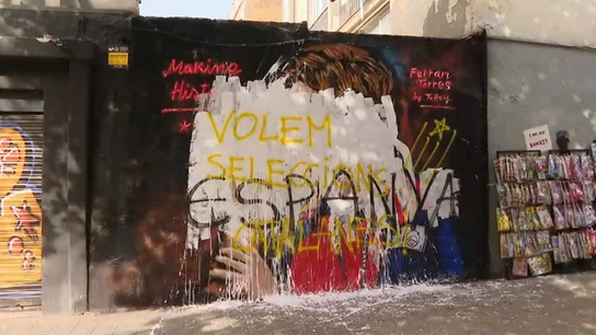 Vandalizan el mural dedicado a Ferran Torres en Barcelona Vandalizan el mural dedicado a Ferran Torres en Barcelona