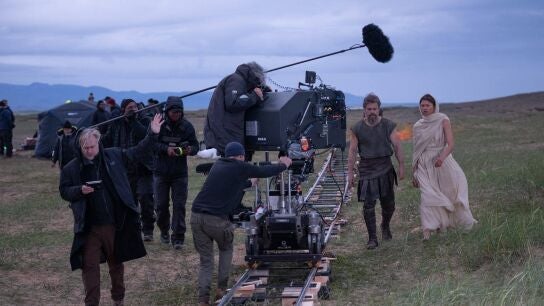 Christopher Nolan, Matt Damon y Zendaya en el rodaje de La Odisea
