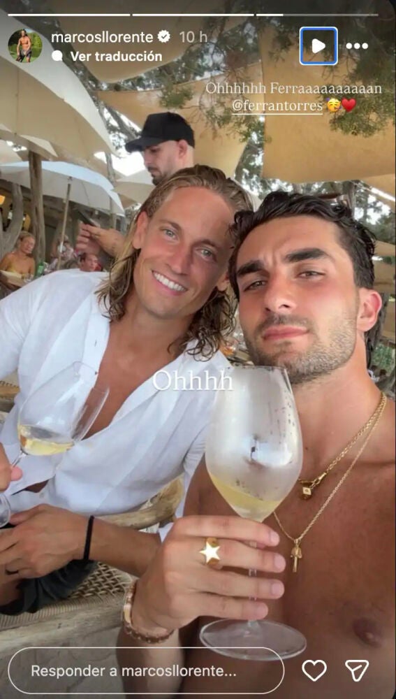 Ferran Torres y Marcos Llorente durante sus vacaciones en Ibiza