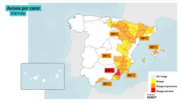 Mapa de avisos por calor