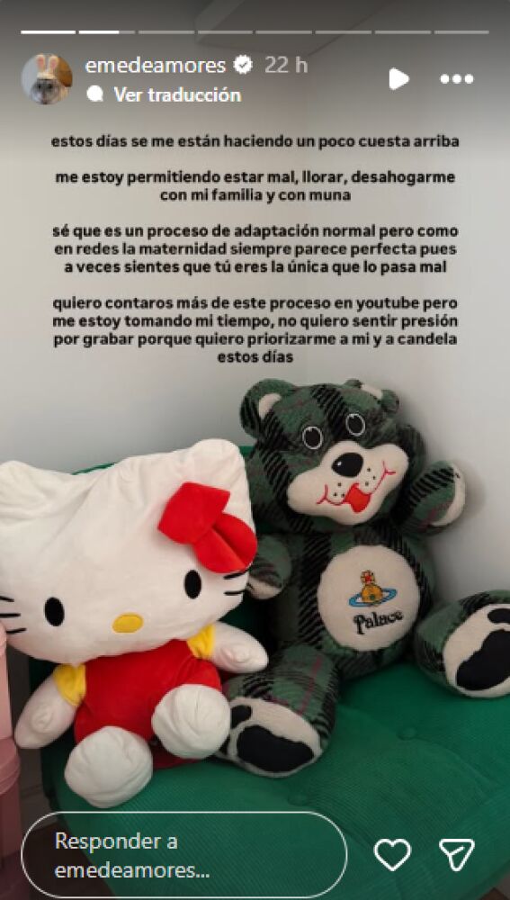 Las palabras de Eme de Amores sobre sus primeros días de maternidad