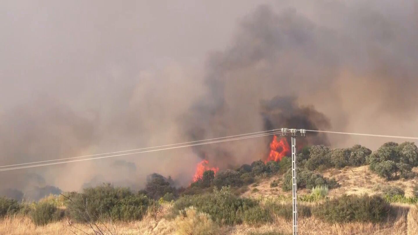 El incendio de Villa del Prado afecta a la localidad de Aldea del Fresno, Madrid.