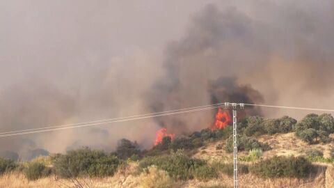 El incendio de Villa del Prado afecta a la localidad de Aldea del Fresno, Madrid.