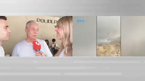 Un desalojado por los incendios en Ávila se rompe en directo Un desalojado por los incendios en Ávila se rompe en directo