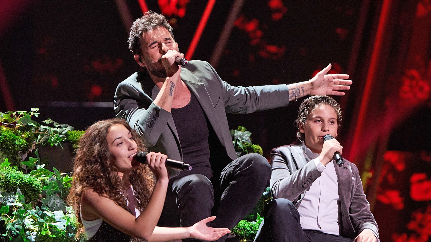 Leire, Antoñito Molina y Eduardo en La Voz Kids Leire, Antoñito Molina y Eduardo en La Voz Kids