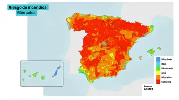 Mapa de riesgo de incendios en España Mapa de riesgo de incendios en España