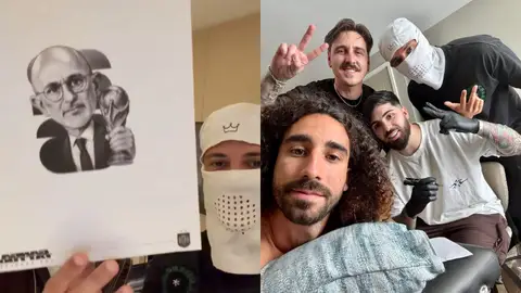 Marc Cucurella, en el momento de tatuarse la cara de Luis de la Fuente Marc Cucurella, en el momento de tatuarse la cara de Luis de la Fuente