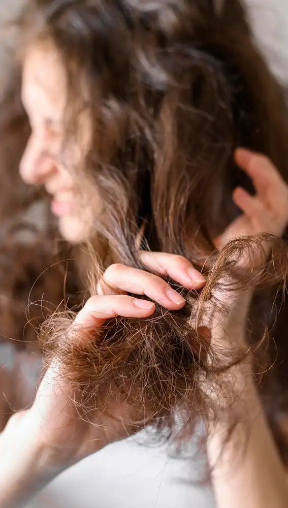 Mujer con el pelo seco Mujer con el pelo seco