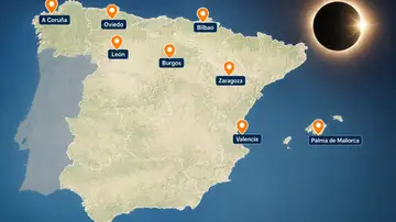 Estas son las 8 ciudades de España que verán el eclipse total de sol del 2026 Estas son las 8 ciudades de España que verán el eclipse total de sol del 2026