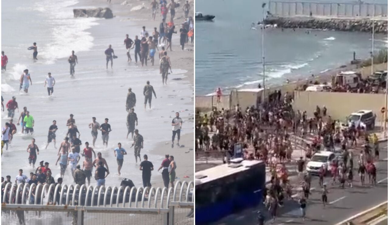 Imagen de la entrada de cientos de migrantes en Ceuta