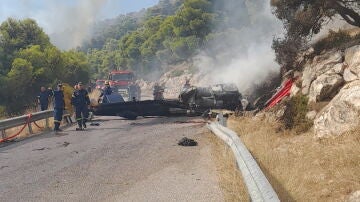 Imagen del choque mortal de dos helic&oacute;pteros en Grecia