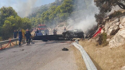 Imagen del choque mortal de dos helic&oacute;pteros en Grecia