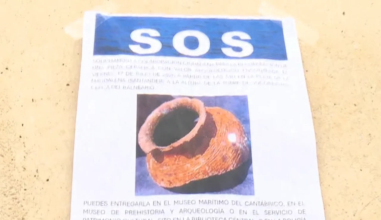 Fragmento de vasija medieval perdida en la playa de la Magdalena de Santander