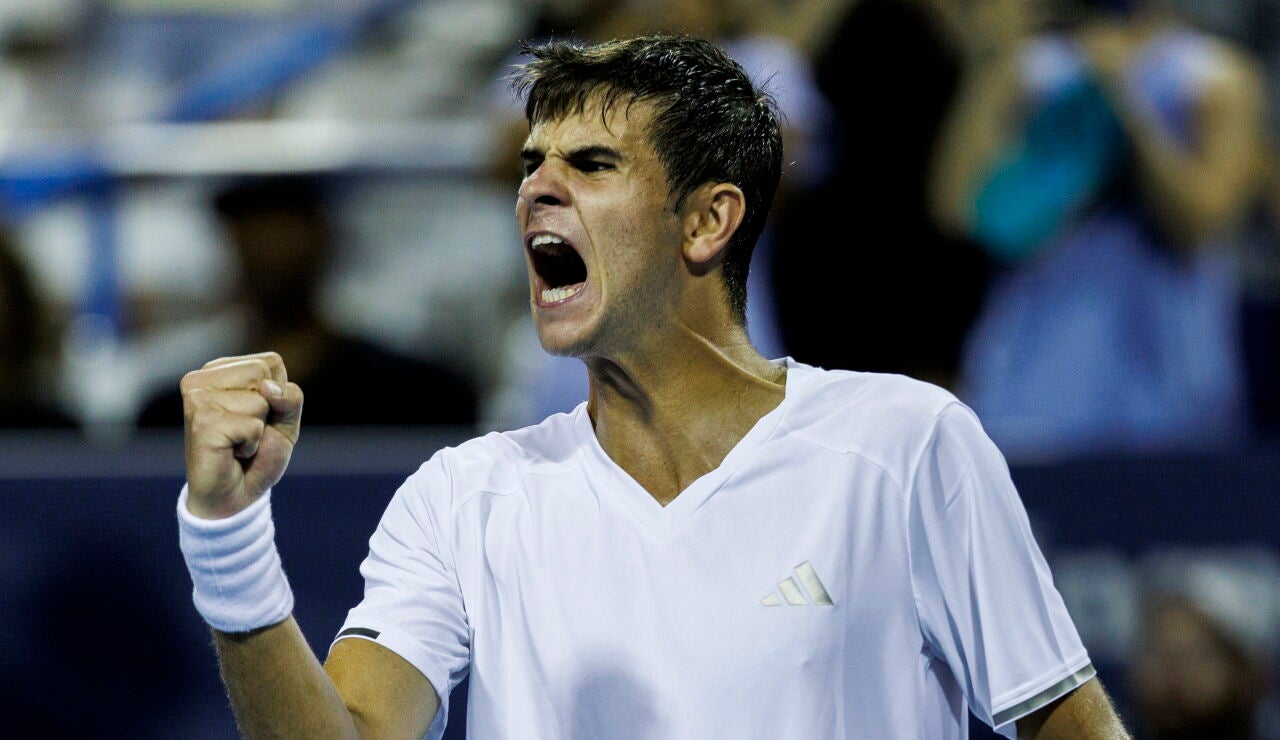 Rafa J&oacute;dar celebra su victoria ante Alejandro Tabilo