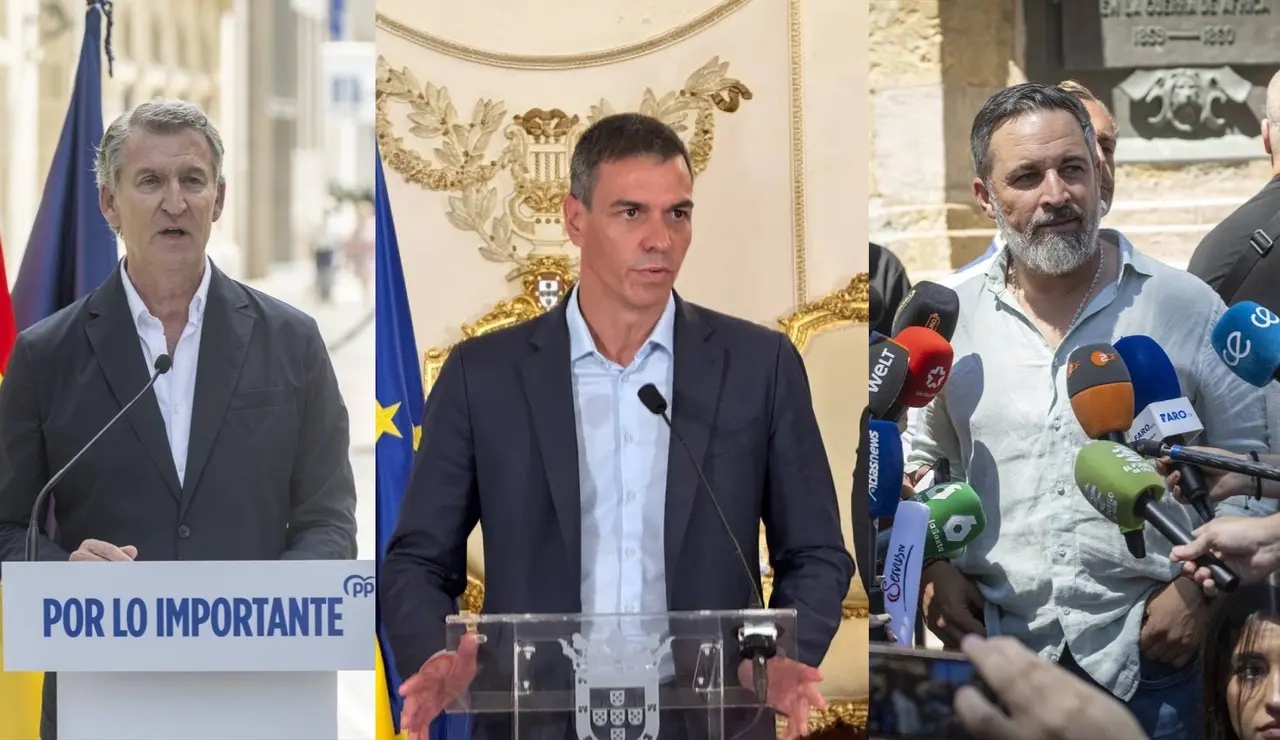Alberto Nuñez Feijóo, Pedro Sánchez y Santiago Abascal.