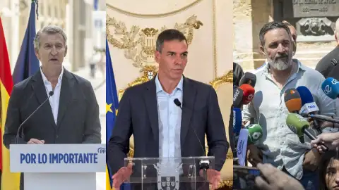 Alberto Nuñez Feijóo, Pedro Sánchez y Santiago Abascal. Alberto Nuñez Feijóo, Pedro Sánchez y Santiago Abascal.