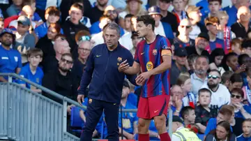 Hansi Flick, en el primer amistoso de la pretemporada del Barcelona Hansi Flick, en el primer amistoso de la pretemporada del Barcelona