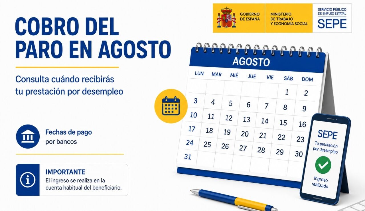 Fechas de pago del paro en agosto