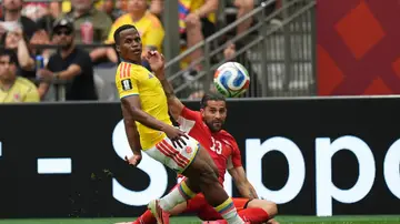 Jhon Arias jugando para la selección de Colombia Jhon Arias jugando para la selección de Colombia