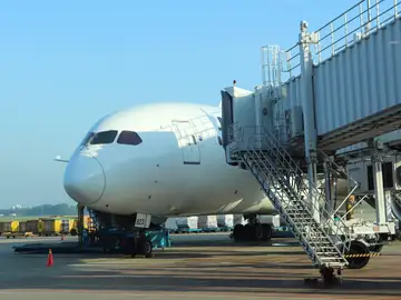 Imagen de archivo de un avión sin despegar Imagen de archivo de un avión sin despegar