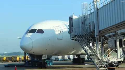 Imagen de archivo de un avión sin despegar Imagen de archivo de un avión sin despegar