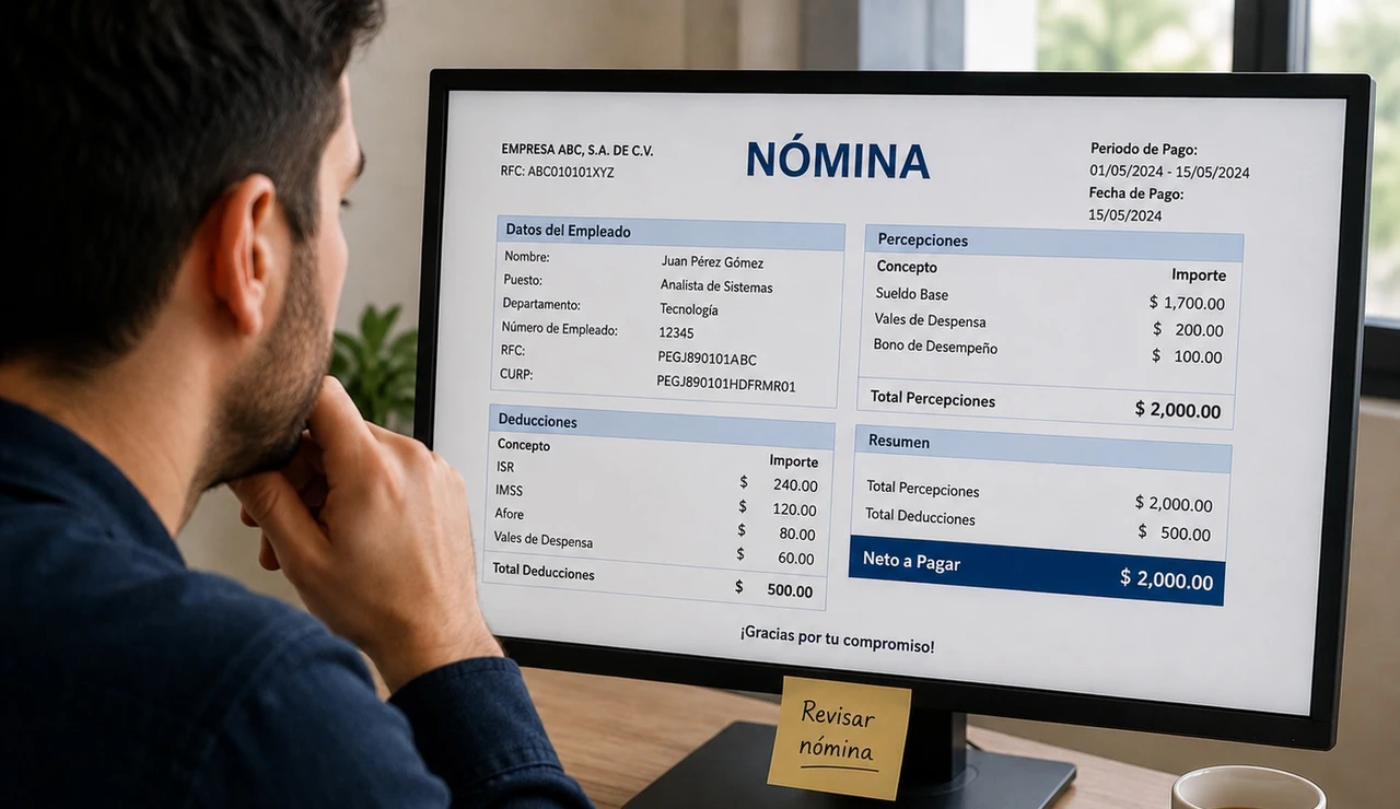 Un hombre consultando una nómina