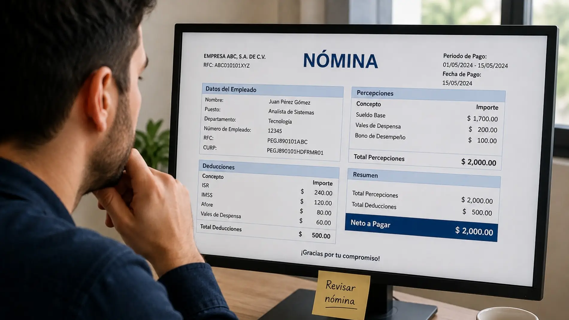 Por qué conviene guardar las nóminas diez años para reclamar la pensión Un hombre consultando una nómina