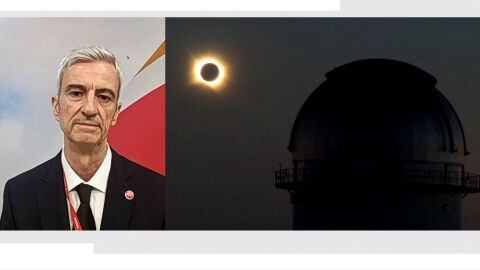 Javier Lopera, comandante del vuelo que retransmiti&oacute; el eclipse solar total en directo.
