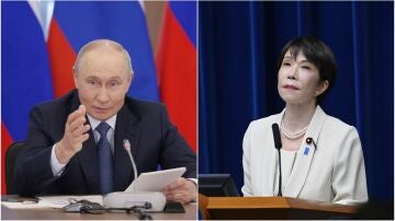 El presidente de Rusia, Vladimir Putin junto a Sanae Takaichi, la primera ministra de Jap&oacute;n.