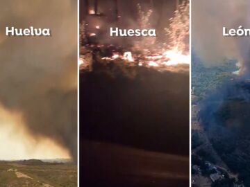 Incendios en Huelva, Huesca y Le&oacute;n