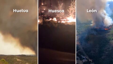 Incendios en Huelva, Huesca y Le&oacute;n