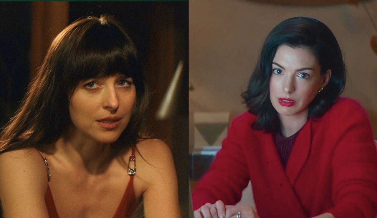 Anne Hathaway y Dakota Johnson en el tr&aacute;iler de Verity