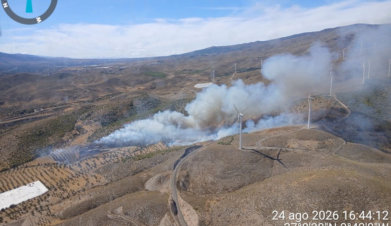 Almer&iacute;a.-Sucesos.-Declarado un incendio forestal cerca de una planta e&oacute;lica en un paraje de Las Tres Villas