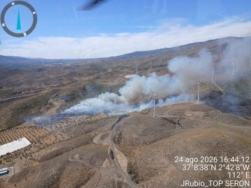 Almería.-Sucesos.-Declarado un incendio forestal cerca de una planta eólica en un paraje de Las Tres Villas Almería.-Sucesos.-Declarado un incendio forestal cerca de una planta eólica en un paraje de Las Tres Villas