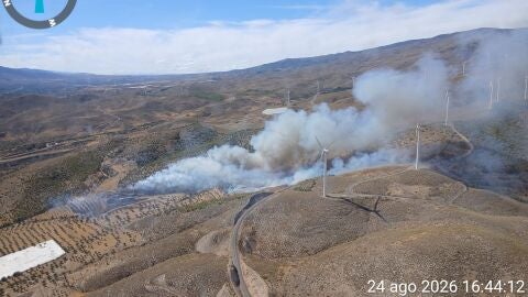 Incendio forestal en Las Tres Villas (Almer&iacute;a). REMITIDA / HANDOUT por EMA INFOCA Fotograf&iacute;a remitida a medios de comunicaci&oacute;n exclusivamente para ilustrar la noticia a la que hace referencia la imagen, y citando la procedencia de la imagen en la firma 24/08/2026