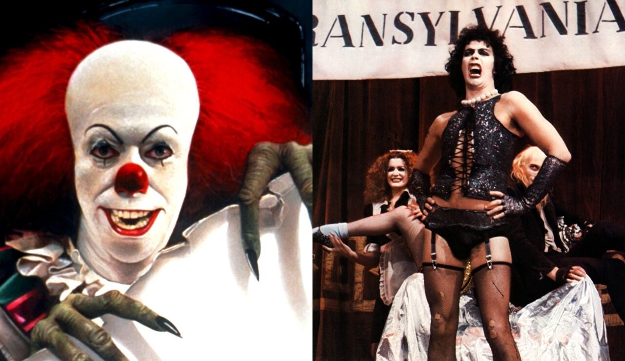 Tim Curry como Pennywise en It y en The Rocky Horror Picture Show