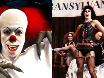 Tim Curry como Pennywise en It y en The Rocky Horror Picture Show