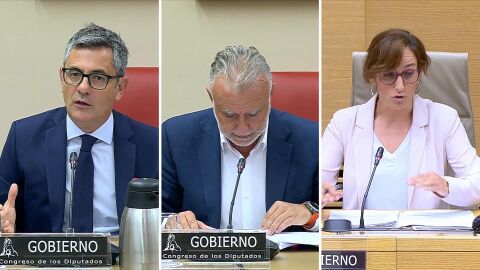 F&eacute;lix Bola&ntilde;os, &Aacute;ngel V&iacute;ctor Torres y M&oacute;nica Garc&iacute;a comparecen en el Congresos por la crisis migratoria en Ceuta.