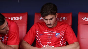 Juli&aacute;n Alvarez, en el banquillo del Metropolitano