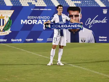 Morata en su presentación con el CD Leganés Morata en su presentación con el CD Leganés