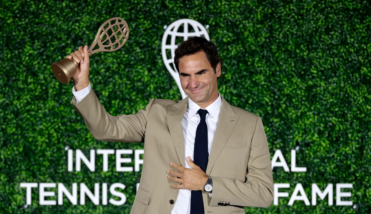Roger Federer en la ceremonia de su entrada en el Salón de la Fama