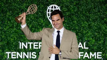 Roger Federer en la ceremonia de su entrada en el Salón de la Fama Roger Federer en la ceremonia de su entrada en el Salón de la Fama