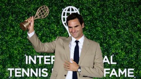 Roger Federer en la ceremonia de su entrada en el Sal&oacute;n de la Fama
