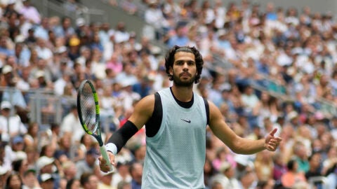 Alcaraz durante los octavos del US Open