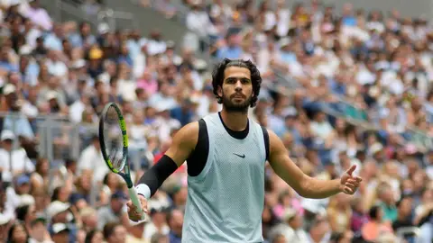 Alcaraz durante los octavos del US Open Alcaraz durante los octavos del US Open