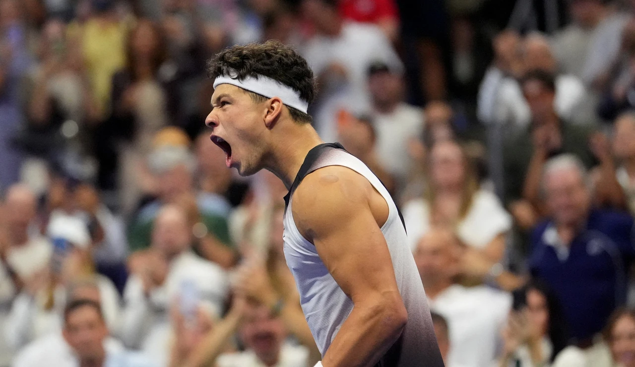 Ben Shelton celebra un punto en el US Open
