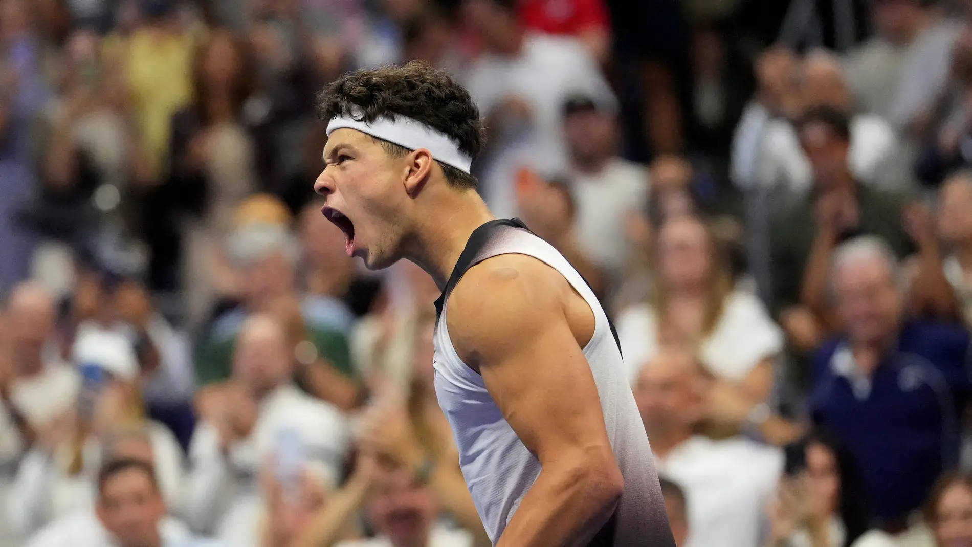 Ben Shelton celebra un punto en el US Open Ben Shelton celebra un punto en el US Open