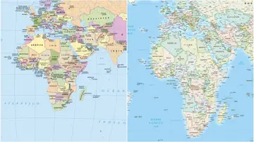 Mapa del mundo, en la antigua versión Mercator y la nueva inspirada en los modelos de Equal Earth. Mapa del mundo, en la antigua versión Mercator y la nueva inspirada en los modelos de Equal Earth.