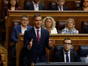 El presidente del Gobierno, Pedro S&aacute;nchez, interviene durante una sesi&oacute;n de control del Congreso.